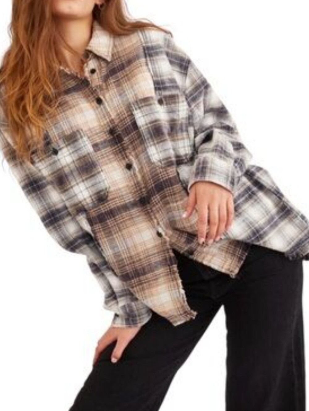 BDG Urban Outfitters Mixed Media Plaid Flannel Cotton Button Up Shirt, XS
